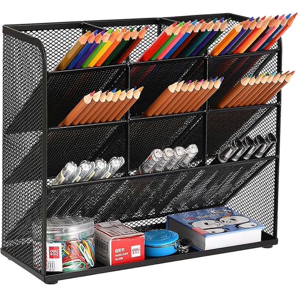 Mesh Desk Organizer, Multi-Functional Pen Holder, Desktop Stationary Organizer, Storage Rack for School Home Office Art Supplies (Mesh Pen Holder)