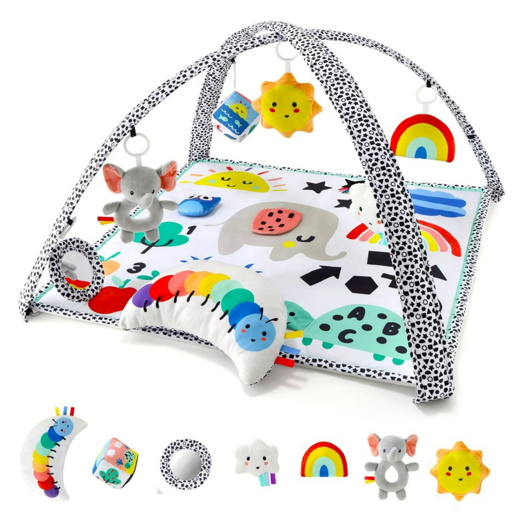 The Peanutshell Elephant-Themed 7-in-1 Activity Play Gym and Playmat for Babies, 7-Piece