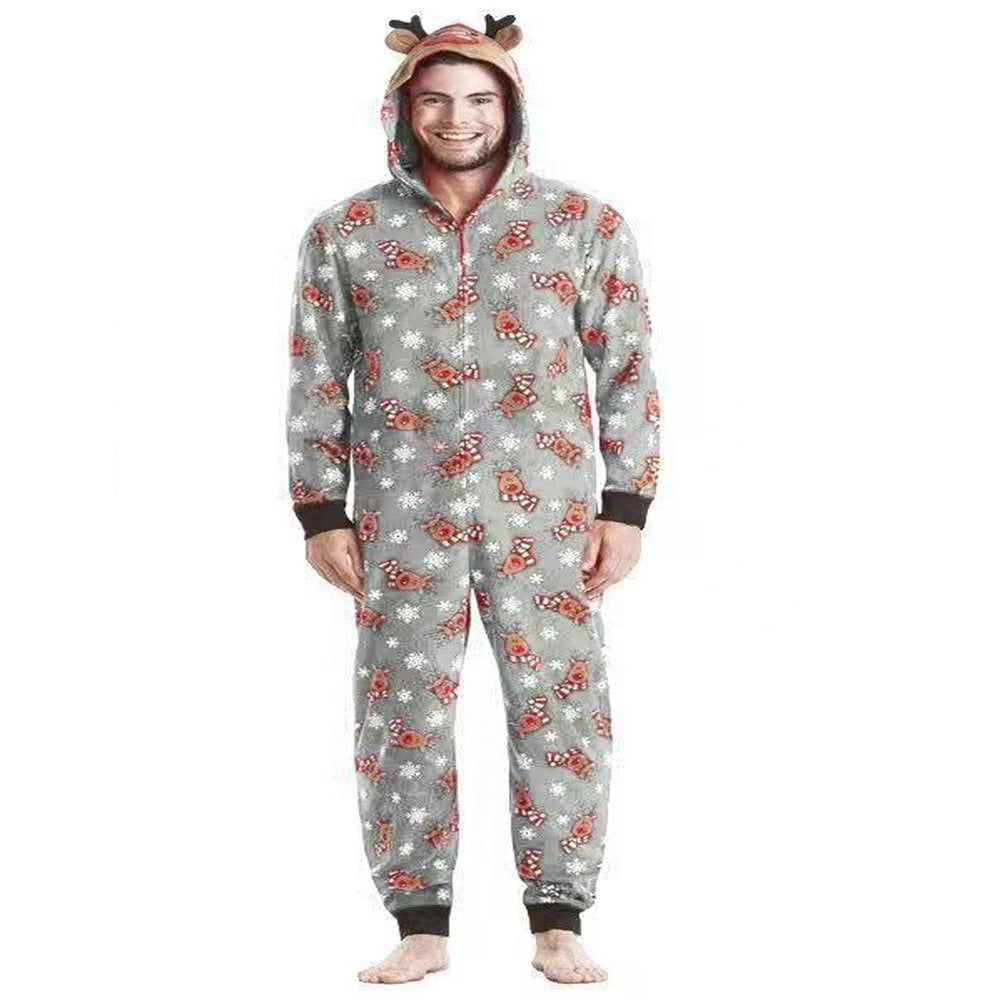 Christmas Family Matching Reindeer Hooded Onesie Pajamas Jumpsuit Zipper Pjs for Adult Kids Baby Walmart