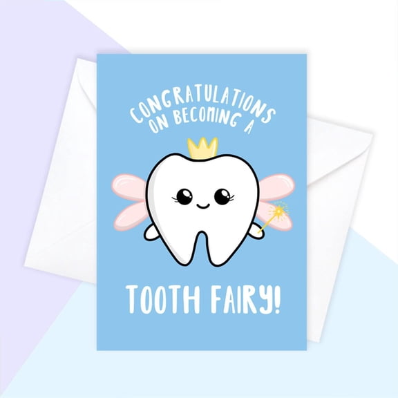 Congratulations on Becoming a Tooth Fairy Card – Cute Tooth Fairy Illustration – Envelope Included, Blank Inside – Perfect for Kids Celebrating Milestones