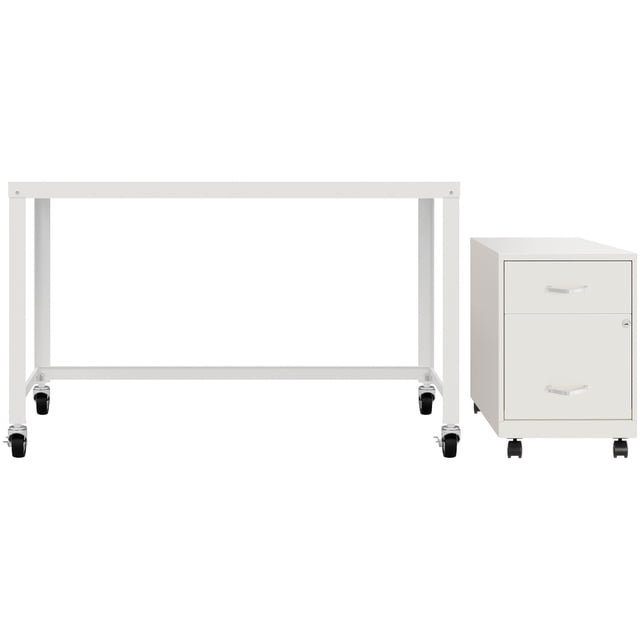 Solutions d'Espace Bureau à Domicile Ensemble de Bureau en Métal et Rangement - Blanc