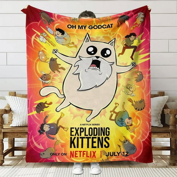 Exploding Kittens Throw Blanket Gifts for Fans Lover Girls Boys Women Present Hoodie Him Bed 60"x80"