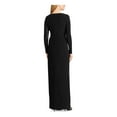 Ralph Lauren Women's Black Sequined Long Sleeve Jewel Neck Maxi Sheath Evening Dress Black Size 4