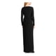 Ralph Lauren Women's Black Rhinestone Long Sleeve V Neck Maxi Evening Fit Flare Dress Black Size 10
