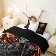 thumbnail image 3 of Castle Fairy Skull Motorcycle Twin Bedding for Adults, Flame Print Duvet Cover Set for Bedroom, Black Red,Black Reversible,2pcs,No Comforter, 3 of 6
