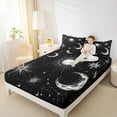 thumbnail image 4 of Feelyou Bohemian Moon Sun Full Size Sheets for Kids, Black White Galaxy Sky Bed Sheets, Dreamy Horoscope Sheet Sets, Ultra Soft Bedroom Decor, 4 Pieces, 4 of 7