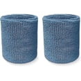 thumbnail image 2 of COUVER 4 Inch Solid Terry Cotton Athletic Sweat Wristbands Steel Blue 2 Pairs (Mens), 2 of 7