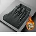 thumbnail image 4 of jsaierl Men's Fleece Warm Pants Fleece Lined Plush Thickened Straight Pants Drawstring Casual Solid Color Trousers, 4 of 5