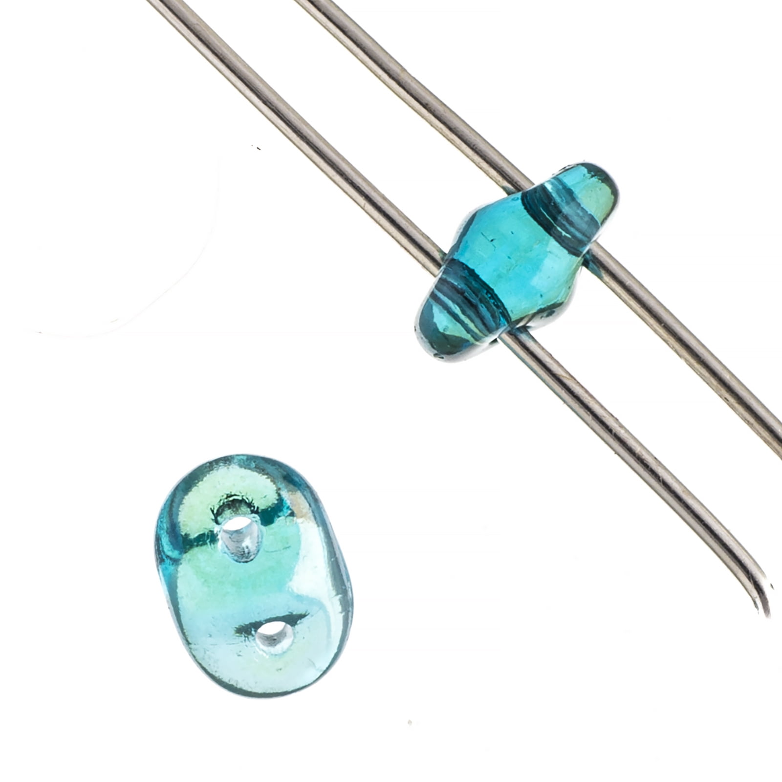 John Bead 100g Czech Glass Superduo 2-Hole Beads 2.5x5mm Aquamarine Graphite Rainbow