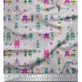 thumbnail image 1 of Soimoi Japan Crepe Satin Fabric Cartoon Machine & Gear Parts Hardware Fabric Prints by Yard 42 Inch Wide, 1 of 1
