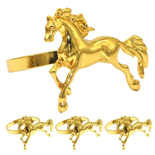 Servilletero con forma de caballo de pie, 4 Uds., servilletero metálico con hebilla, suministros para Hotel, servilletero de animales