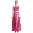 thumbnail image 1 of Kaerm Tunique de Danse pour Femmes, Robe Maxi de Danse avec Manches Longues, Rose Vif&Blanc TG, 1 of 7