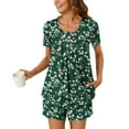 thumbnail image 2 of Bxsruta Pajamas Set for Women, Women's Printed Round Neck Short Sleeve Top and Shorts Lounge Set, Soft Polyester Home Wear, Casual Daily Pajama Outfit, 2 of 7