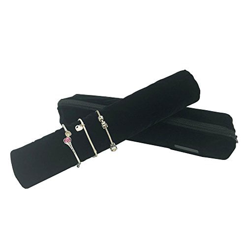Black UnionPlus Velet Travel Jewelry Case Roll Bag Organizer for Necklace Bracelet Earrings Ring Necklace Only