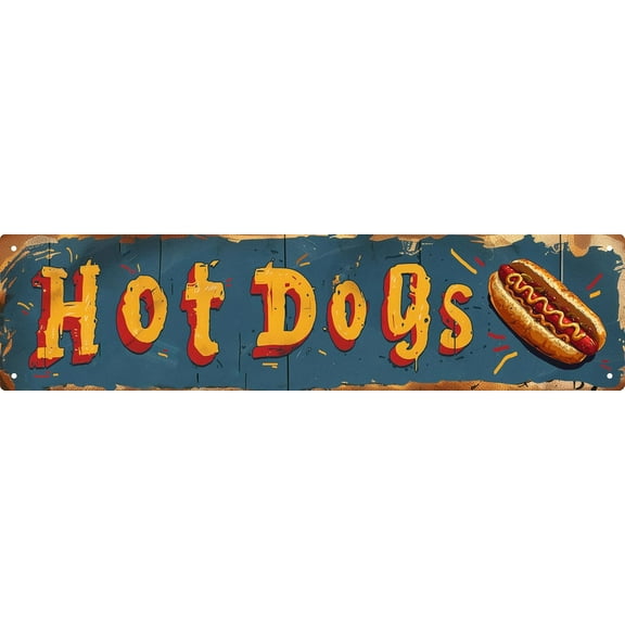 Hot Dogs Decor Signs Metal Tin Sign Decor Art Vintage Farmhouse Coffee Bar Bathroom Wall Decor Funny Man Cave Decor 4x16 in