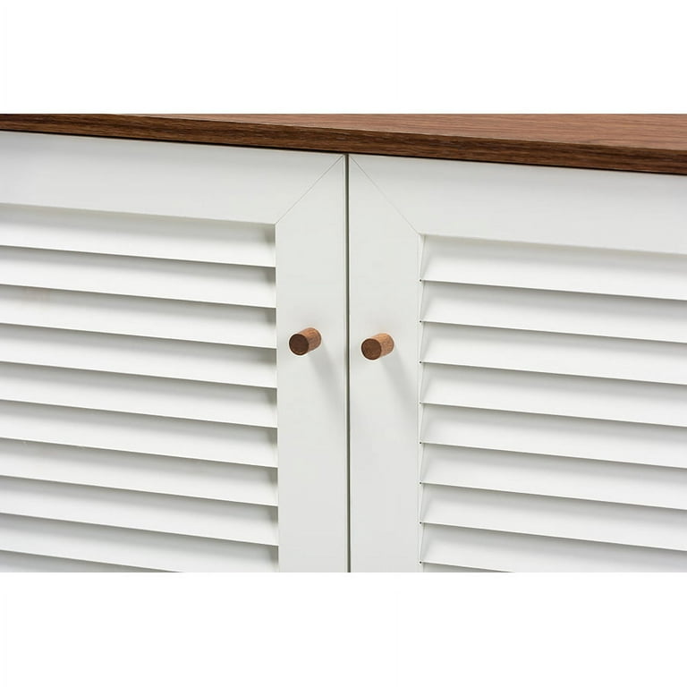 Coolidge Modern and Contemporary White and Walnut Finished 4-Shelf