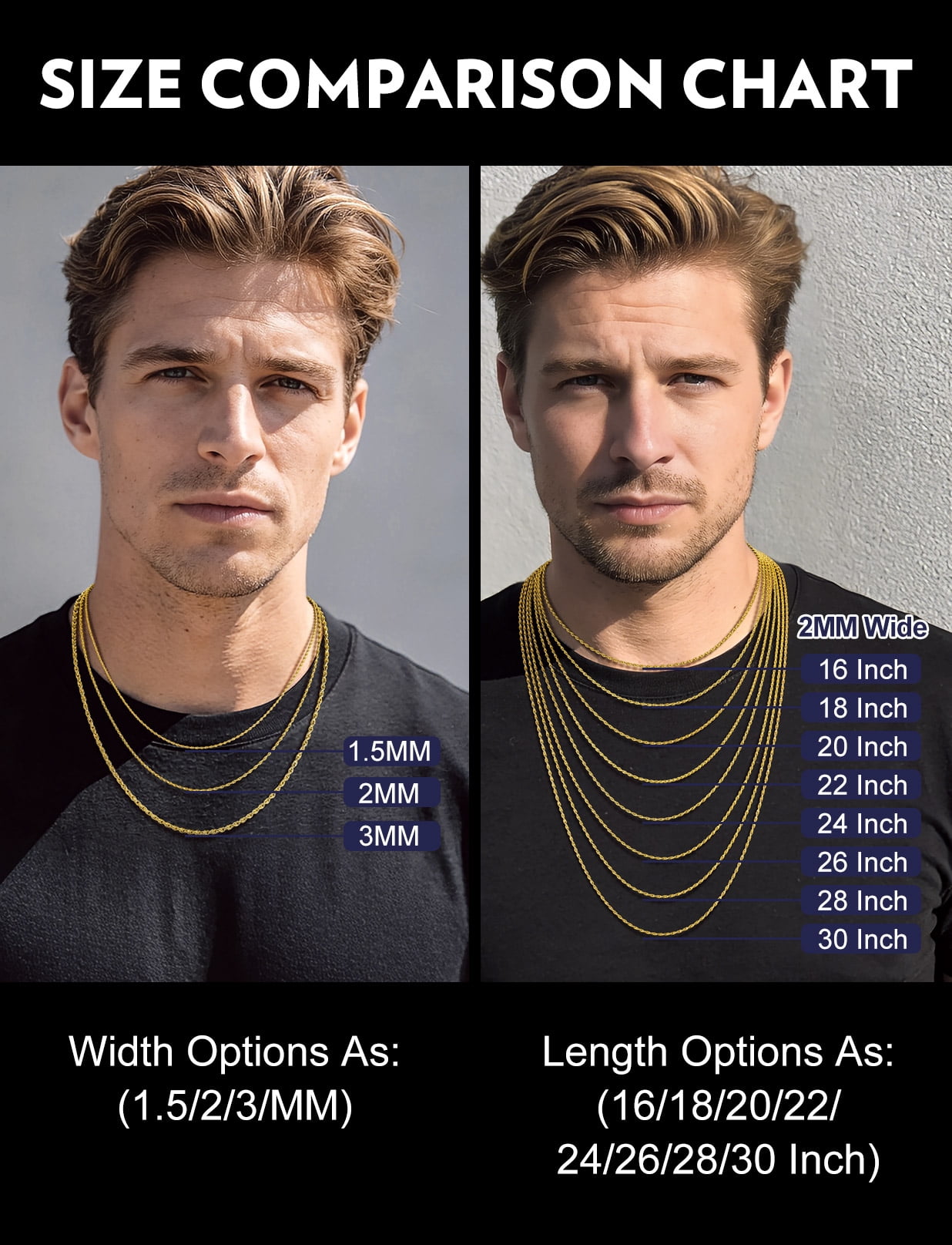 Bandmax 2MM 14K Gold Plated Thin Rope Choker Chain for Men Women 18 Inch Stainless Steel Twisted Chain Necklace for Birthday Valentines Gift