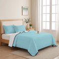 thumbnail image 7 of Quilts Twin Size, Pure Aqua Blue Soft Comforter Bedding Set for Bed, Modern Solid Color Minimalist Art Lightweight Quilted Bedspread with Pillow Cover(2 Pieces) for All Season, 68x86 Inch, 7 of 7