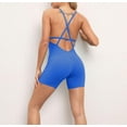 thumbnail image 5 of YYDGH Women's Sexy Sleeveless Spaghetti Strap Jumpsuit V Neck Bodycon Party Club Short Rompers Blue L, 5 of 5