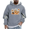 thumbnail image 2 of Yusimy Men's Hooded Sweatshirt Halloween Ghost Print Fleece-Lined Pocket Drawstring Long Sleeve Streetwear Cozy Winter Pullover, 2 of 5