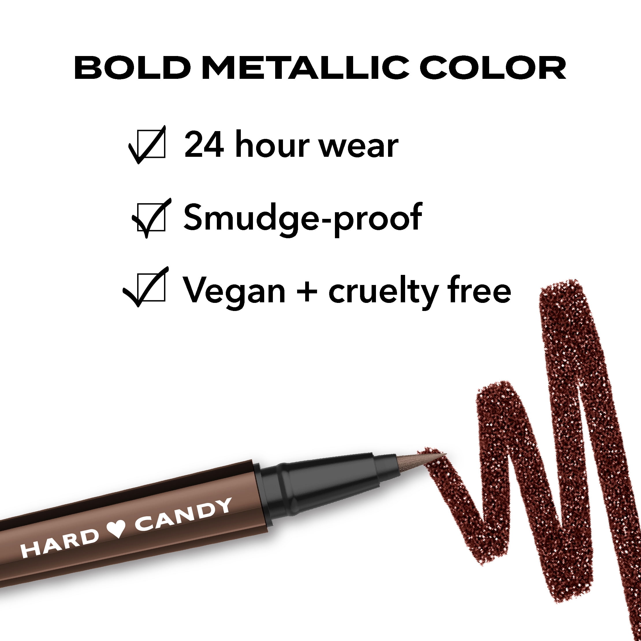 (2 pack) Hard Candy Party Lines Color Play Eyeliner, Liquid, 24HR, Espresso My Feelings, Metallic Brown
