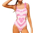 thumbnail image 2 of Mifsaly One Piece Cut Out Swimsuit Girls Heart Print Cutout Ruffle Straps Bathing Suits Spring Summer Cute Beach Fashion Swim Suit, 2 of 8