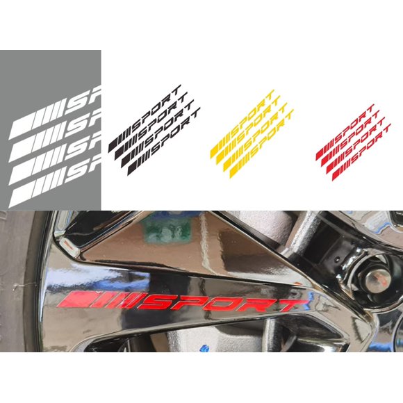 Jinsinto 12 Sport Racing Wheel Rims Decal Striped Logo Bumper Racing SUV Truck (Red, Black, Yellow, White)
