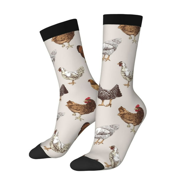 Fotbe Various Chicken Calcetas Largas con Estampado para Hombre y Mujer – Calcetas de Compresión Transpirables y Elásticas, Viajar y Uso Diario Talla 5-11