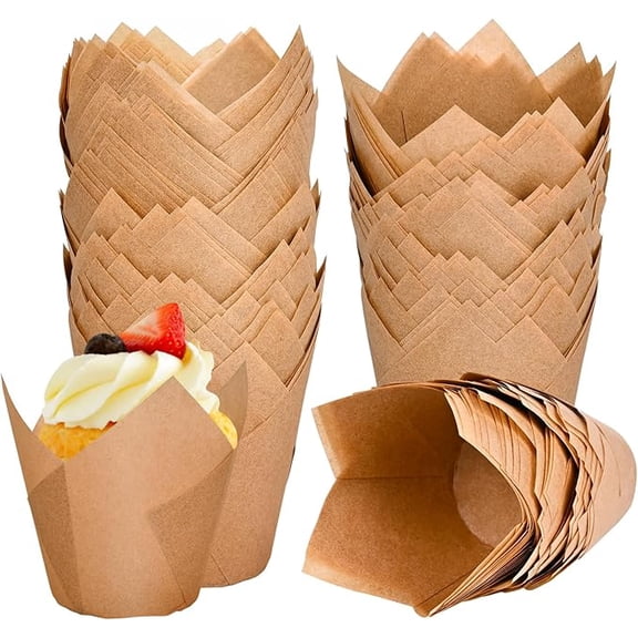 200pcs Muffin Parchment Paper Liners,Muffin Liners,Tulip Cupcake Liners,Parchment Paper Cupcake Liners,Bakery Muffin Liners,Bakery Style Muffin Liners For Party,Wedding,Christmas,Birthday