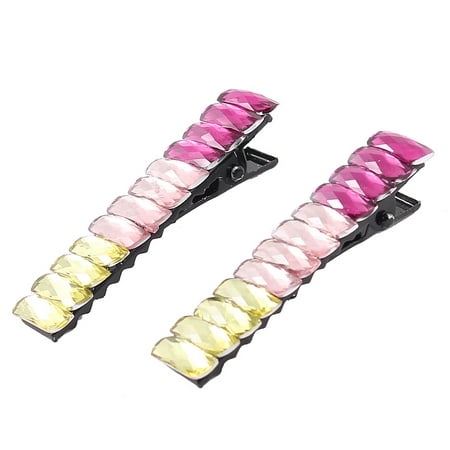 Unique Bargains Faux Crystal Accent Metal Alligator Bows Single Prong Hair Clip Pair for (Best Hair Product For Faux Hawk)