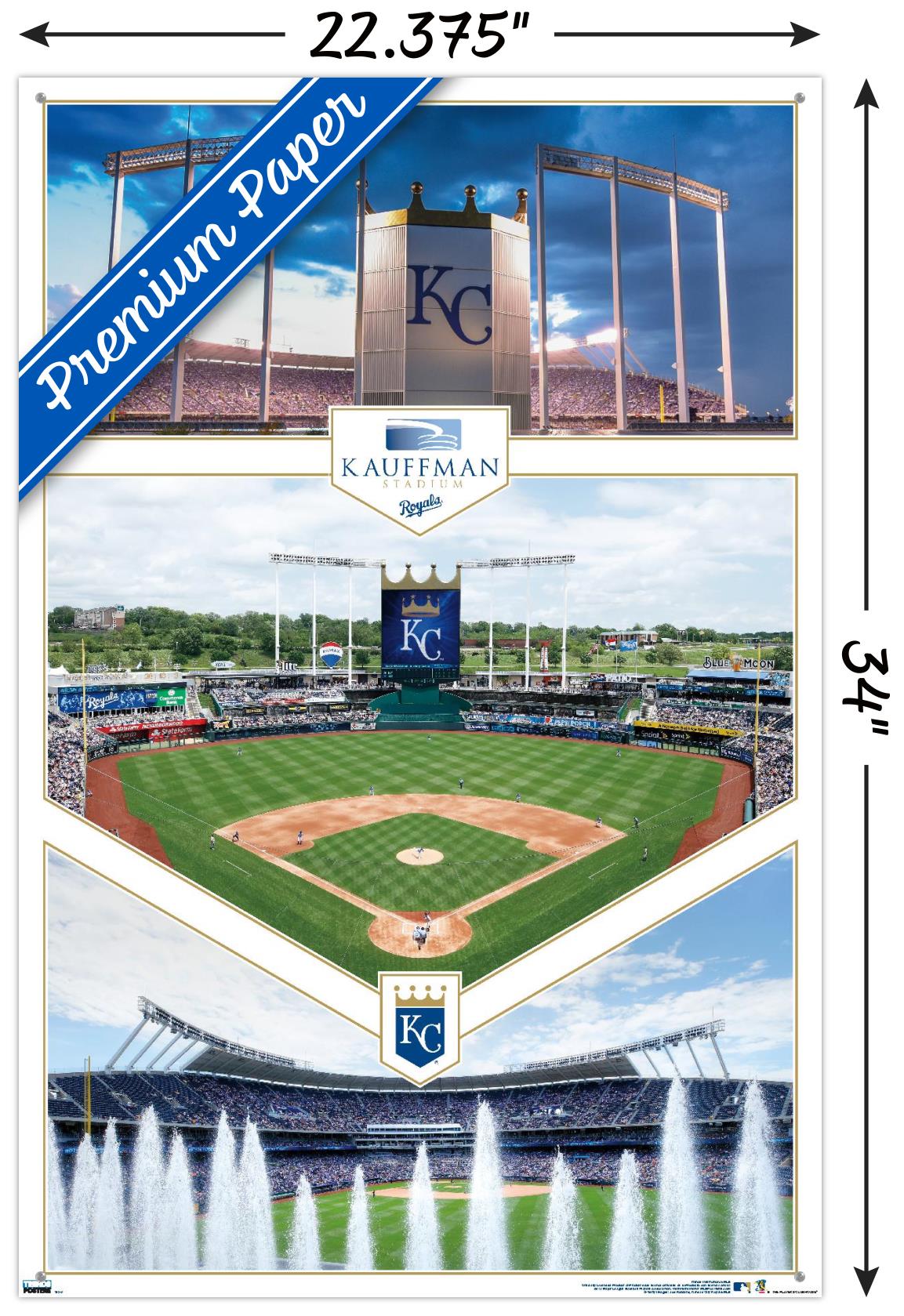 MLB Kansas City Royals - Kauffman Stadium 20 Wall Poster with Push Pins, 22.375" x 34"