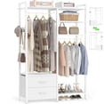 thumbnail image 2 of 6-Tier Heavy Duty Reversible Clothes Rack with Shelves & 2 Drawers - Space Saving Wardrobe System, Freestanding Closet Organizer with Hooks for Home/Office/Laundry,White, 2 of 7