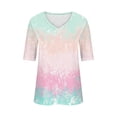 thumbnail image 3 of Tumotour Summer Tops For Women Short Sleeve V Neck Tunic Shirts Casual Gradient Color Loose Fashion Trendy Lightweight Soft Casual Summer Outfits Clothes 2025, 3 of 4