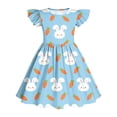 thumbnail image 3 of Mitankcoo Girls Easter Dresses Cute Print Flutter Sleeve Crew Neck A-Line Dress for Daily Fashion Wear 3-14Y, 3 of 7
