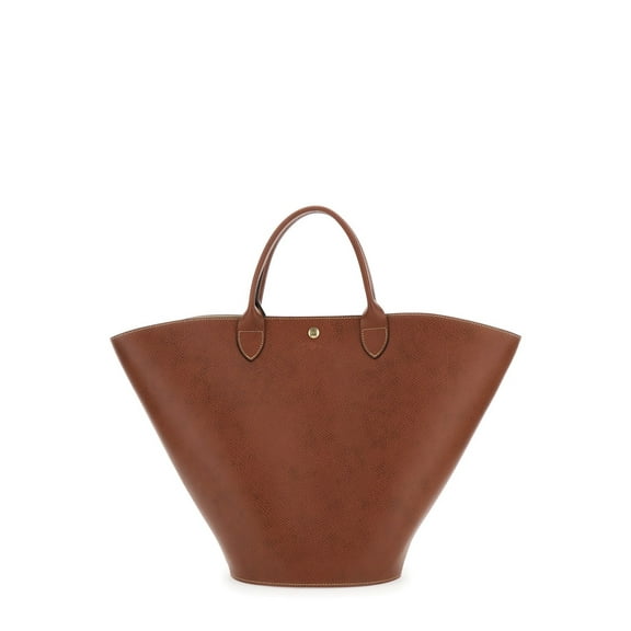 Longchamp Female Xl Épure' Brown Handbag With Engraved Logo In Hammered Leather Brown