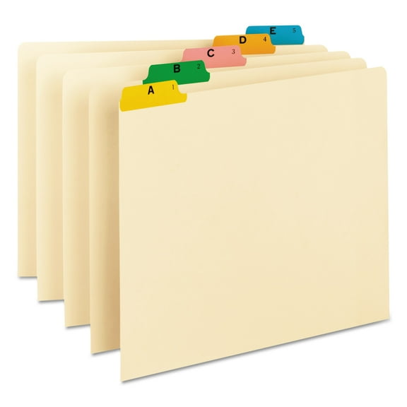 Smead One Colored 50180 Poly A-Z Letter Size Tabs, Manila, 10.00 x 11.70 x 0.40 Inches, 25 Per Set