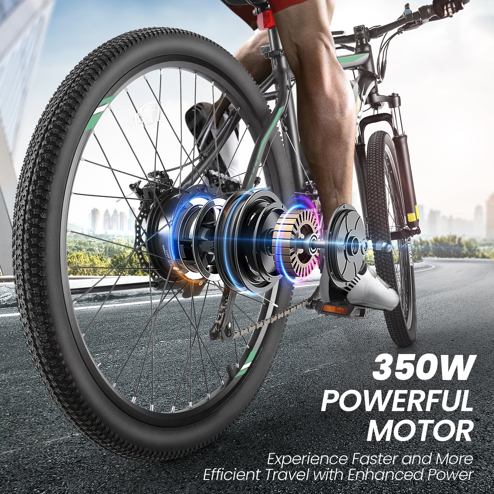Gocio 26" Electric Bike, 350W Electric Bike for Adults 19.8MPH Electric Mountain Bike, LCD, Lockable Suspension Fork, 374.4Wh 36V Battery UL2849 Certified, 21-Speed E-Bikes Adult Electric Bicycle