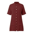 thumbnail image 5 of Xmyrz Vacation Dresses For Women 2025 Button Down Shirt Dress Short Sleeve Comfy Versatile Tunic Midi Dress Casual Dresses, 5 of 5