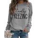 thumbnail image 1 of Jersey de manga larga con cuello redondo, sudadera holgada informal de fibra de poliéster de color sólido para mujer, gris S, 1 of 5
