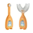 thumbnail image 1 of 2 unids Baby Cepillo de dientes Portátil Portátil 360 Grado en forma de U Silicona Silicona Cepillo de Dientes con Handle Hogar Niños Herramientas Naranja Pequeño Inevent CE011409-04, 1 of 7