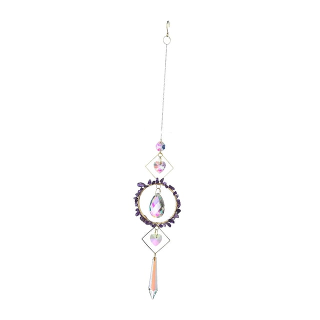 Colgante de prisma de cristal Artificial, adorno colgante de colores, regalo de fiesta, carillón de viento, colgante de corazón para césped, patio, Violeta