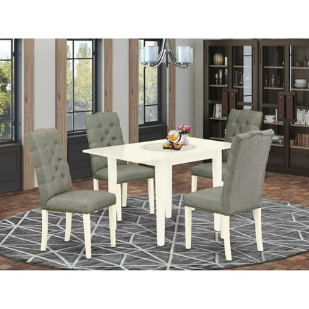 East West Furniture Dining Room Set Linen White NDEL5-LWH-07