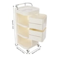 thumbnail image 2 of TFCFL Cream Color Storage Cart 3-Tier 4 Drawers Storage Cart Storage Rack with Wheels 14.17x14.17x31.1in, 2 of 15