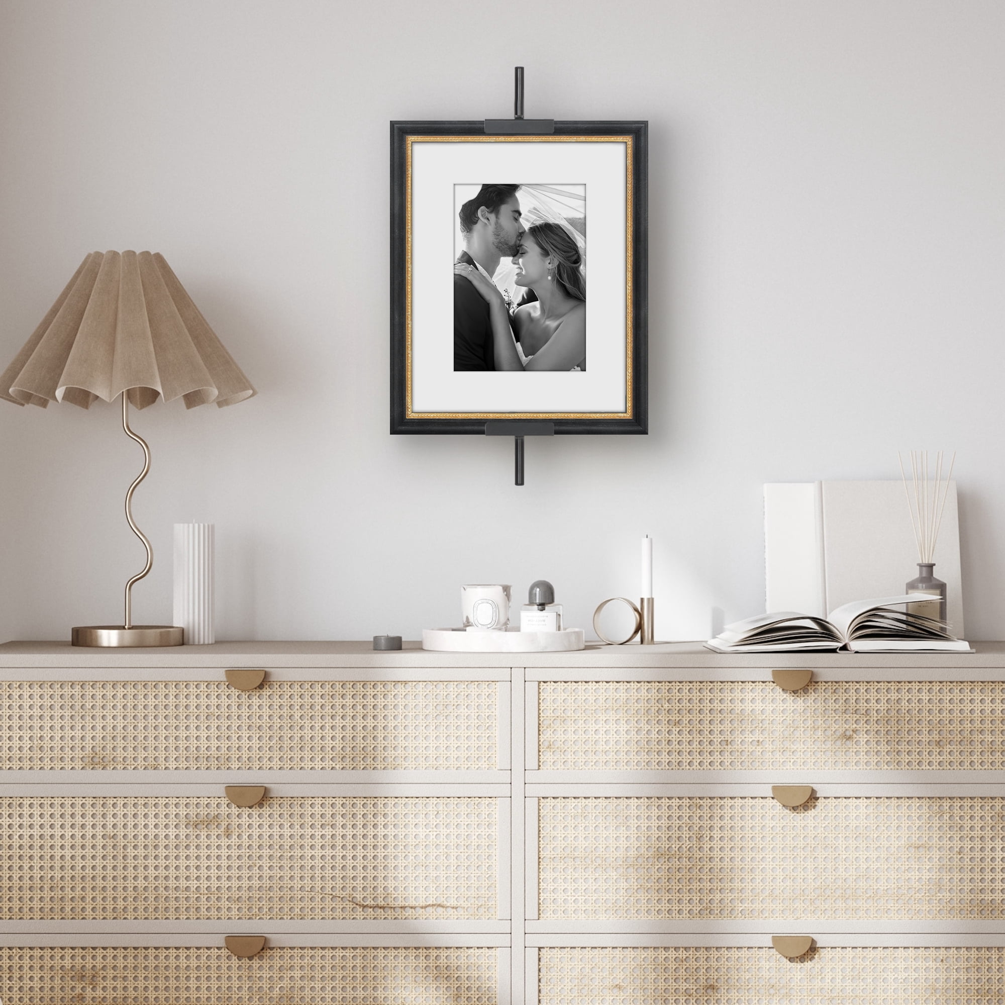 Americanflat 30" Wall Mounted Picture Frame Stand and Artwork Easel Adaptive Clamps Ideal for 20x30 Frame - Black