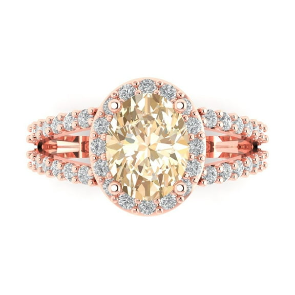 Clara Pucci 14K Rose Gold 2.6ct Morganite Solitaire with Accents Ring