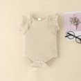thumbnail image 4 of NOLDARES Baby Girl Romper Clothes + Shorts + Headband Summer Outfits 3 Piece Set Short Sleeve Round Neck Bowknot Soft(Beige,9-12 M), 4 of 7