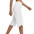 thumbnail image 3 of Hxshgdsn Split Hem Capri Pants for Womens High Waist Athletic Casual Trousers（White/S）, 3 of 5
