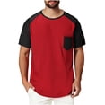 thumbnail image 1 of T-Shirts pour Hommes Col Rond T-Shirts pour Hommes T-Shirts à Blocs de Couleur avec Poche, T-Shirts à Manches Courtes T-Shirts Basiques d'Été Hauts de Sport, 1 of 8