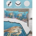 thumbnail image 3 of Full Size Quilt Bedding Set, Turtle Coastal Reversible Summer Quilt 3 Pieces, Nautical Ocean Summer Beach Coral Octopus Lightweight Bedspreads Coverlets with 2 Pillow Shams for All Seasons, 3 of 5