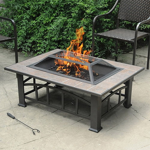 Axxonn Rectangular Tile Top Fire Pit Brownish Bronze 37 X 28 Walmart Com Walmart Com